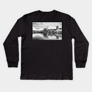 Henley on Thames in Monochrome Kids Long Sleeve T-Shirt